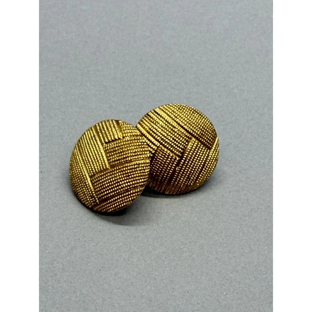 Vintage Monet Textured Gold Tone Stud Post Earrings READ